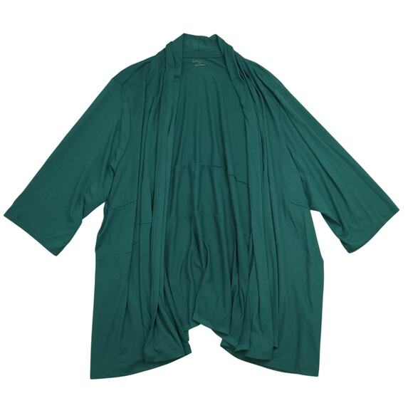 Catherines Women's Kimono Cardigan Sz 5X Open Front Mock Neck Casual Green - Picture 2 of 9